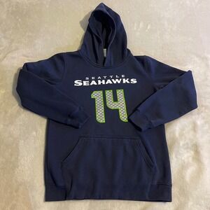 Kids Outer Stuff‎ Seattle Seahawks DK Metcalf 14 Navy Blue Hoodie Size L-G 14-16